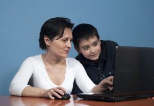 online students mother and child