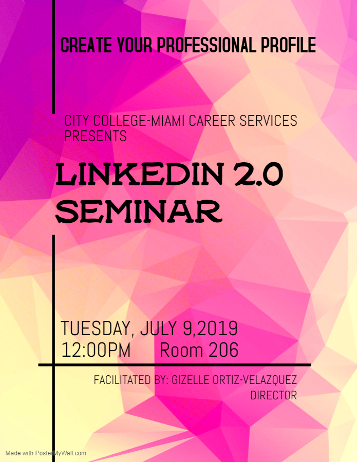 LinkedIn Seminar on Tuesday, July 9th at 12pm
