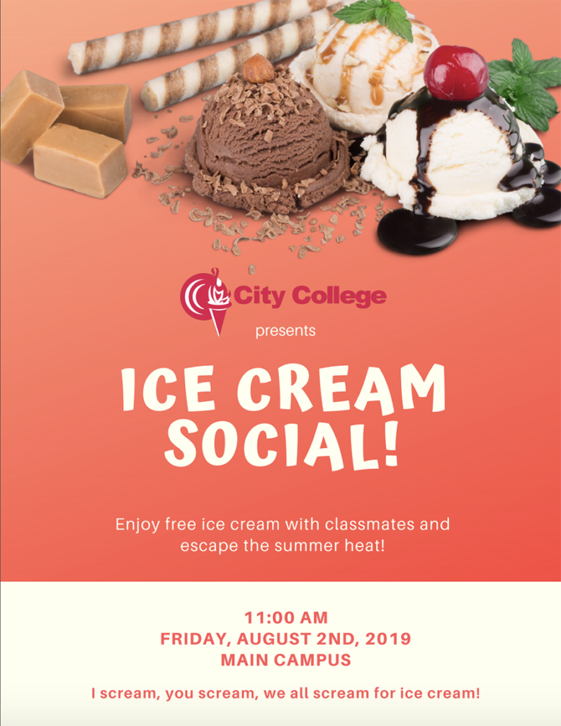 Enjoy free ice cream with classmates and escape the summer heat!
